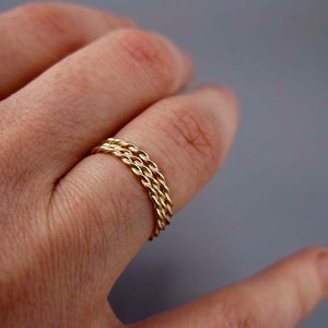 Yellow Gold Twist Ring Tiny 1.6mm Twist Ring in Solid 14k Gold image 4