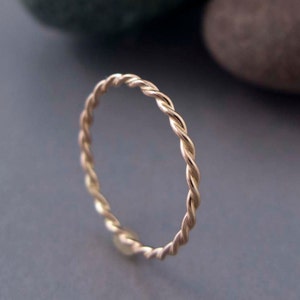 Yellow Gold Twist Ring Tiny 1.6mm Twist Ring in Solid 14k Gold image 2