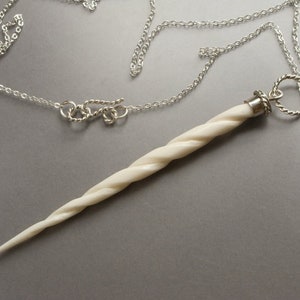 Narwhals Are Unicorns Too Carved Bone Horn Necklace Wand Pendant in Sterling Silver Ready to Ship image 5