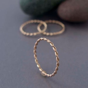 Yellow Gold Twist Ring Tiny 1.6mm Twist Ring in Solid 14k Gold image 5