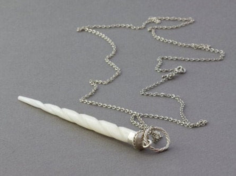 Narwhals Are Unicorns Too Carved Bone Horn Necklace Wand Pendant in Sterling Silver Ready to Ship image 6