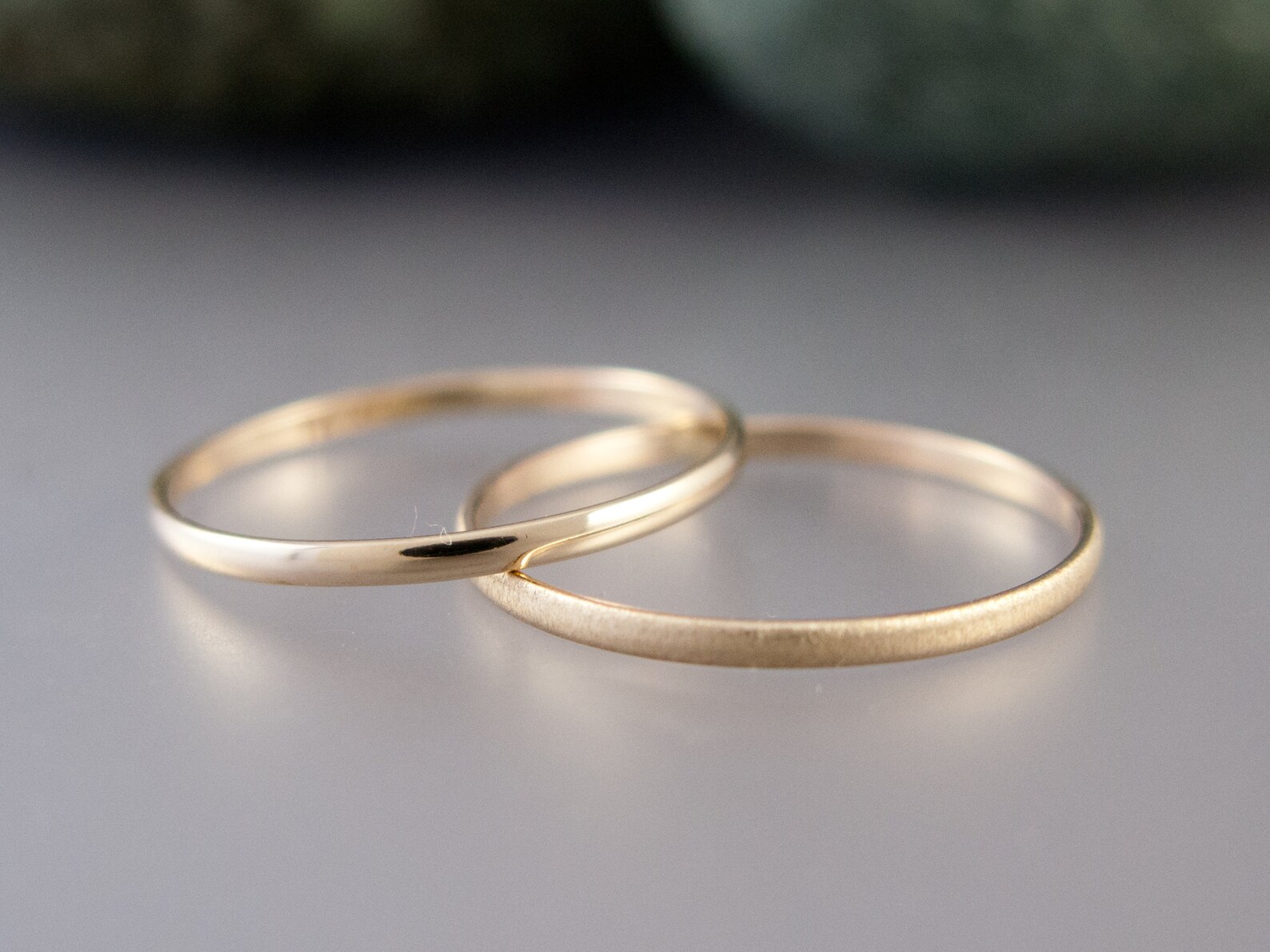 14k Yellow Gold Thin Wedding Band Solid Gold 1.5mm Wide Half Etsy