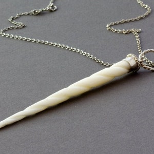 Narwhals Are Unicorns Too Carved Bone Horn Necklace Wand Pendant in Sterling Silver Ready to Ship image 1