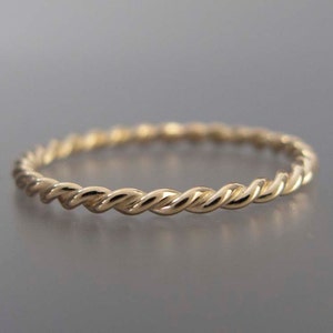 Yellow Gold Twist Ring Tiny 1.6mm Twist Ring in Solid 14k Gold image 1