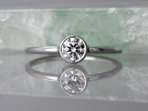 Platinum Quarter Carat Diamond Engagement Ring With A Delicate Etsy