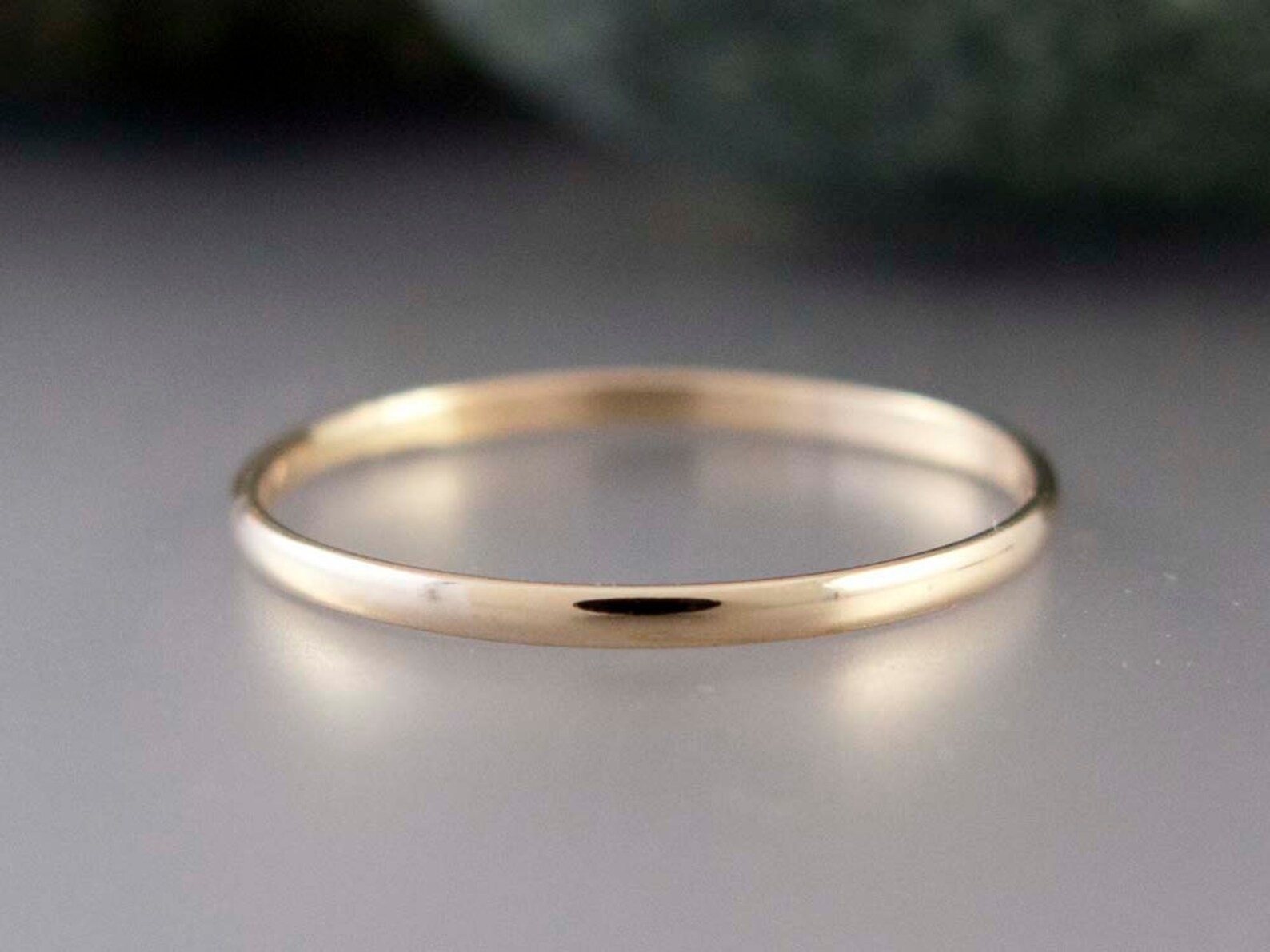 14k Gold Thin Wedding Band Solid Yellow Gold Etsy