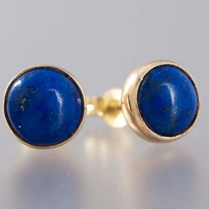 Lapis Lazuli Gold Bezel Stud Earrings 6mm stud earrings in 14k yellow image 2