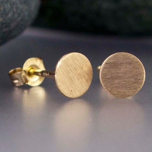 Gold Disk Studs Small Circle Earrings in Solid 14k Yellow Rose or White Gold Ready to Ship image 2