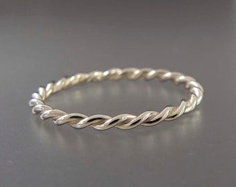 White Gold Twist Ring - Tiny 1.6mm Twist Ring in Solid 14k Gold