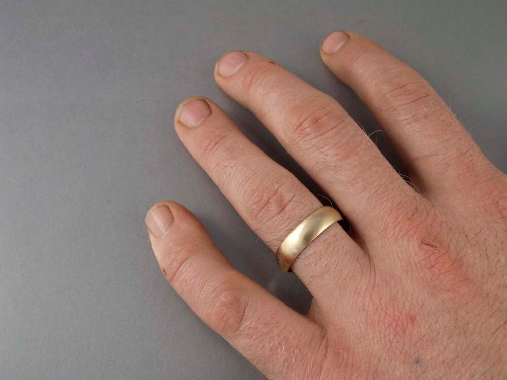 Yellow Gold Mens Wedding Band 6mm Wide Half Round Ring in Etsy