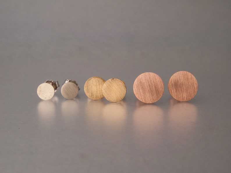 Gold Disk Studs Small Circle Earrings in Solid 14k Yellow Rose Etsy