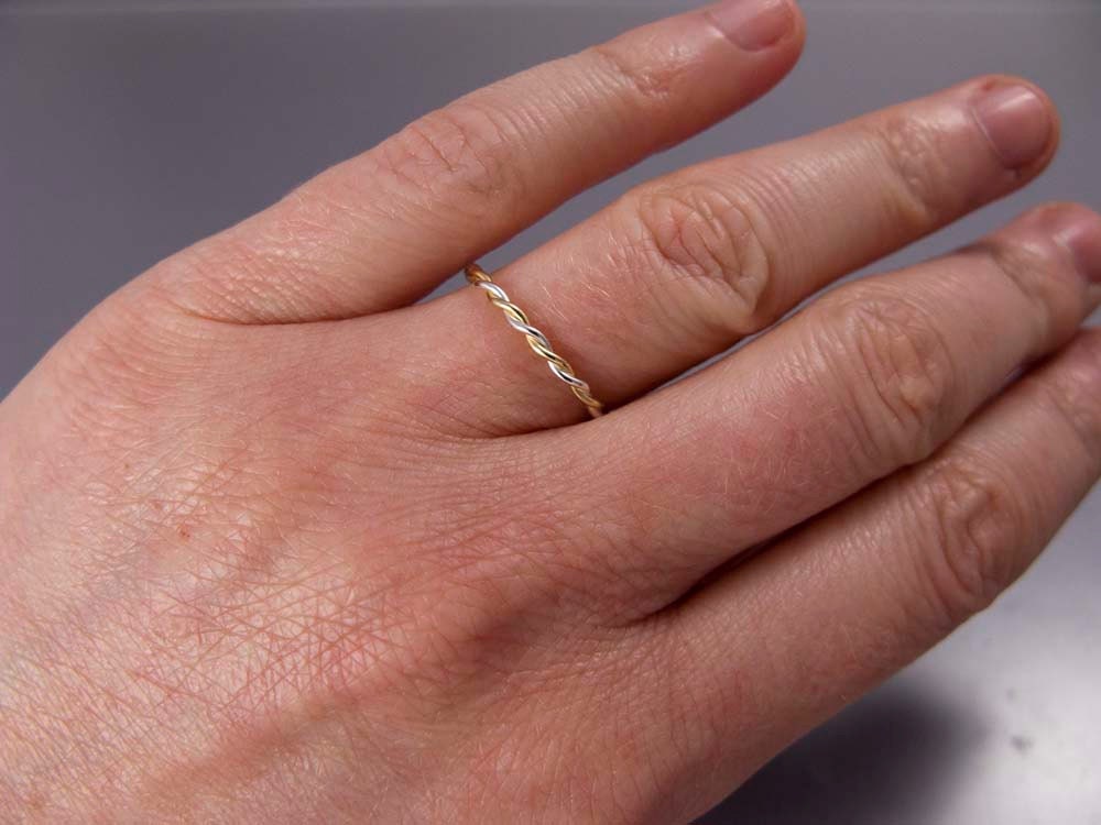 Silver and Gold Twist Ring in Two Tone in Mixed Sterling Silver