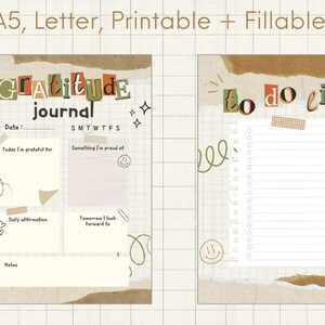Plantilla imprimible de diario de gratitud y lista de tareas diarias, cuaderno de gratitud, diario de agradecimiento, tamaño A4/A5/carta, descarga instantánea