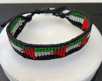 Beaded Palestinian Flag Bracelet
