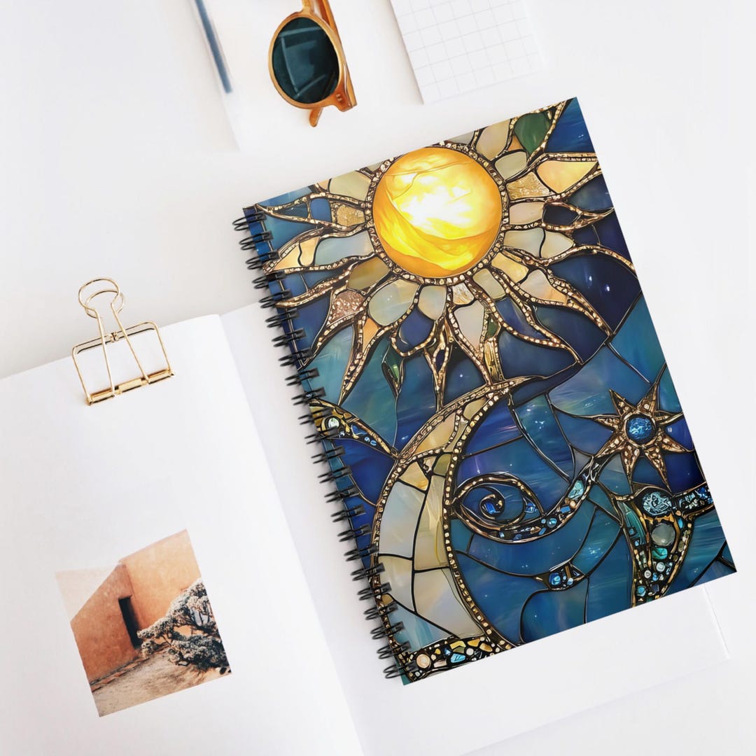 Stained Glass Spiral Notebook – Sun and Stars Design - Etsy
