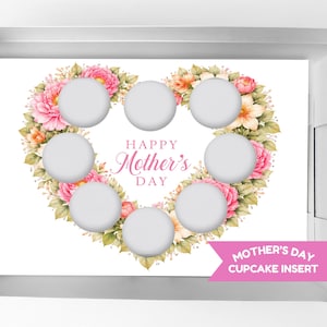 STANDARD USA - Inserto/Modello stampabile per scatola di cupcake con decorazioni floreali per la Festa della Mamma