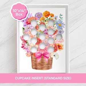 EE.UU. MINI – Inserto floral de cesta colorida para caja de cupcakes | Plantilla imprimible