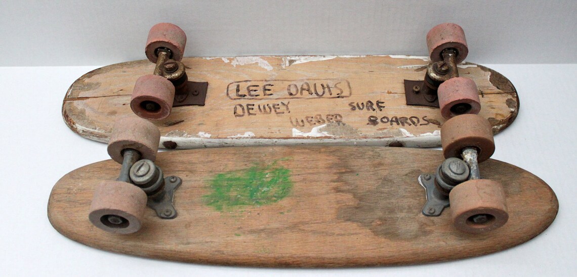 Pair of vintage 60s wood skateboards // clay wheels // Hobie Etsy