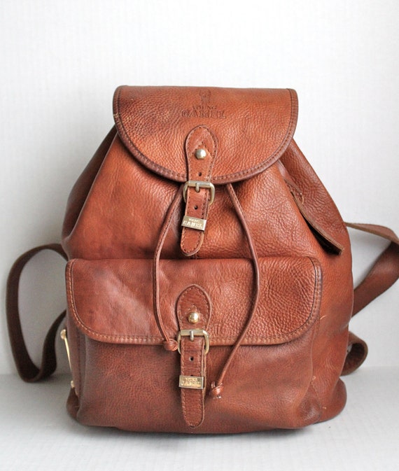 leather camel backpack