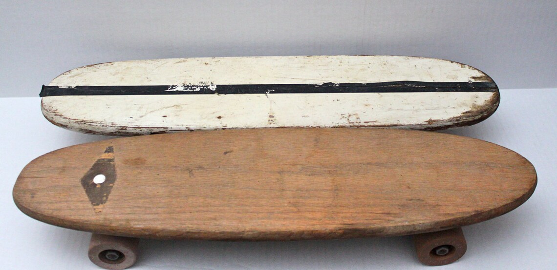 Pair of vintage 60s wood skateboards // clay wheels // Hobie Etsy