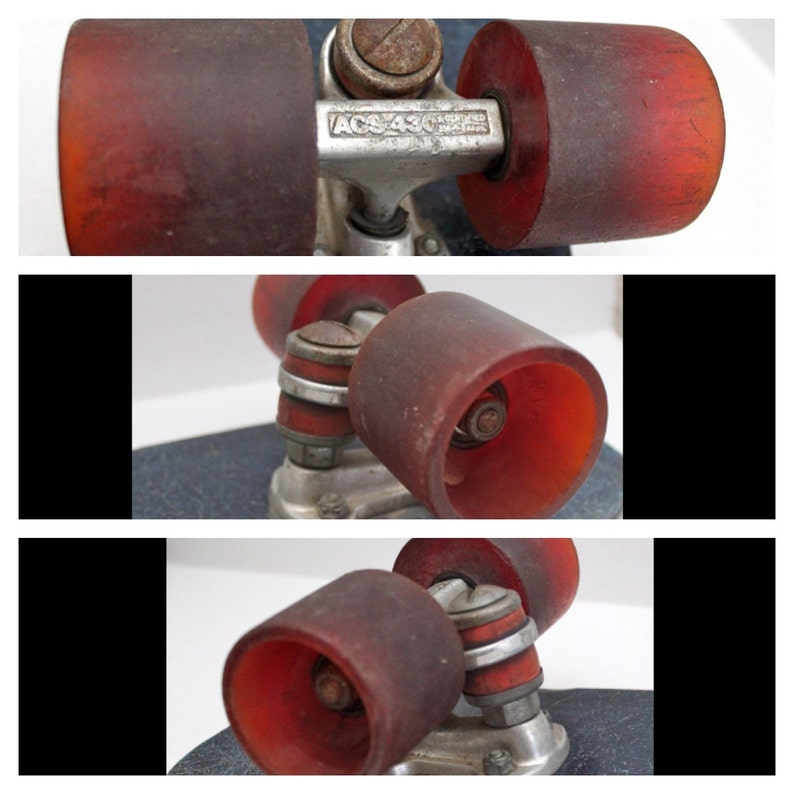 Vintage ACS 430 skateboard trucks on blue 70s fiberglass Etsy