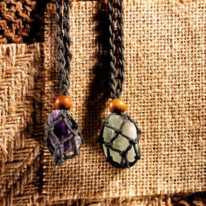 Empty Net Cage Necklace, Crystal Necklace Cord, Crystal Net Necklace, Adjustable Net for Stone, Handmade Macrame Crystal Holder, Stone Pouch