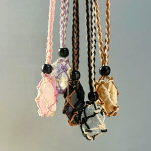 Two-Tone Empty Net Cage Necklace, Crystal Necklace Cord, Crystal Net Necklace, Adjustable Net for Stone, Macrame Crystal Holder, Pouch gift