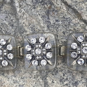 Antieke Lucite Atomic STAR strass-armband, zeldzaam, circa jaren 1940, VALENTIJNSCADEAU