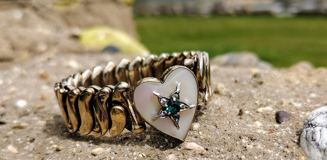 Antique Gold Filled Sweetheart Expansion Bracelet B&N Circa 1940S