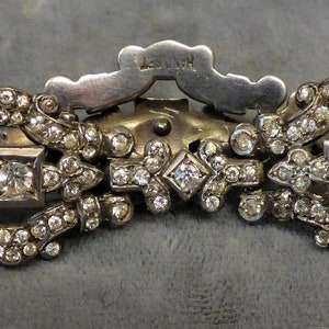 Victorian Paste Stone Sterling panel bracelet, Handset  marked. Romantic Valentine Day gift
