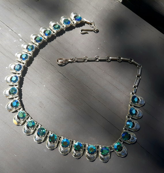 Antique Coro rhinestone Choker Aurora Borealis, a… - image 2