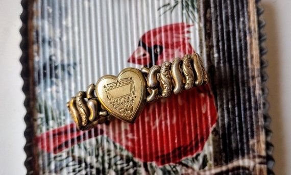 Antique Gold filled sweetheart expansion bracelet… - image 1
