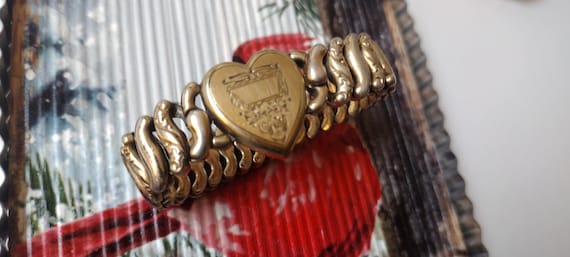 Antique Gold filled sweetheart expansion bracelet… - image 6
