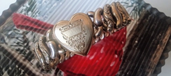 Antique Gold filled sweetheart expansion bracelet… - image 3