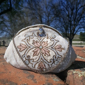 Antique Caviar heavy beaded handbag, Art Deco  Made in France C.1930s for Walborg