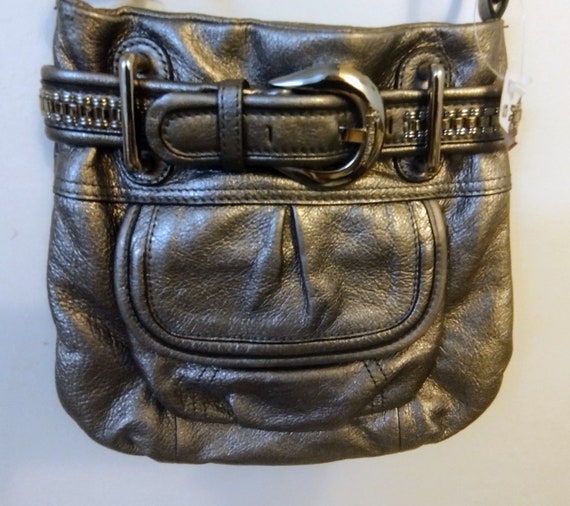 B. Makowsky Large Black Leather Signature Silver Buckle Satchel Handbag  Purse | eBay
