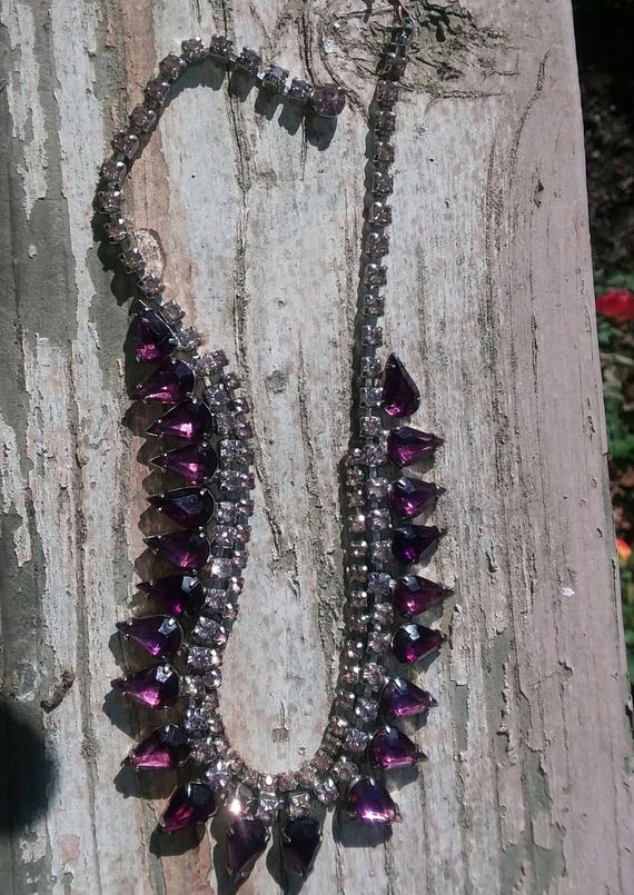 Vintage amethyst rhinestone choker, gorgeous - image 1