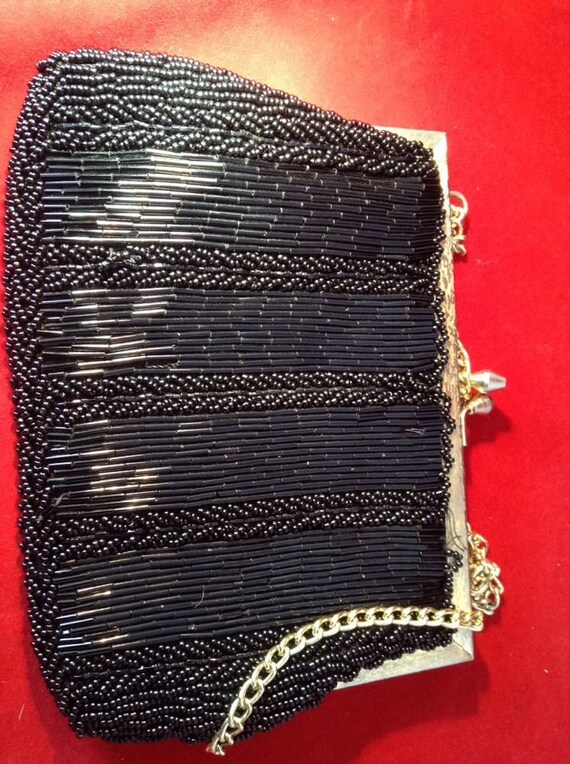 La Regale Black heavily beaded Bag c. 1950 - Stun… - image 3