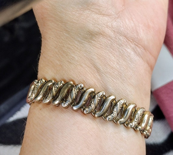 Antique gold filled sweetheart expansion bracelet… - image 3