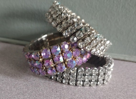Vintage Rhinestone Expansion Bracelets - 1950s St… - image 2