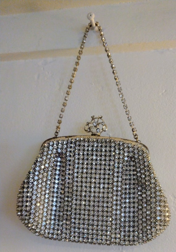 Antique solid rhinestone handbag 1940s West German