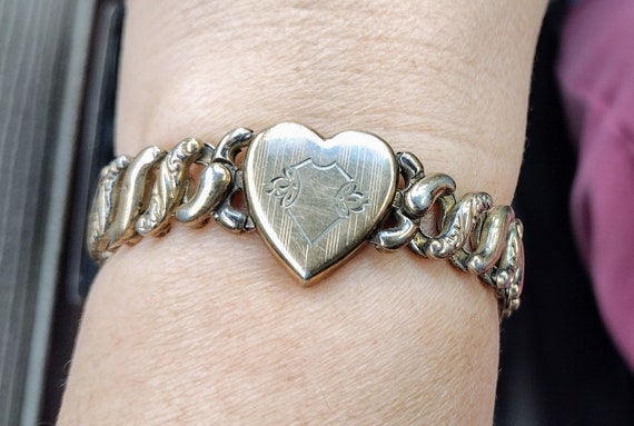 Antique gold filled sweetheart expansion bracelet… - image 4
