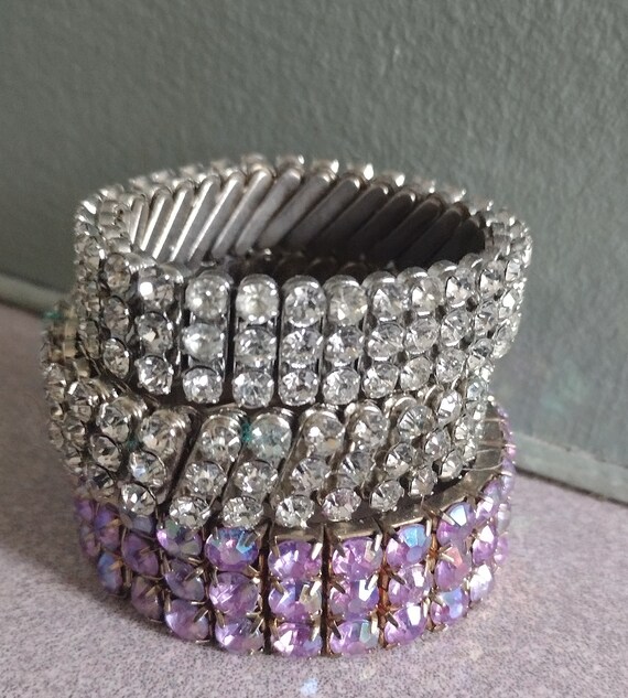 Vintage Rhinestone Expansion Bracelets - 1950s St… - image 3
