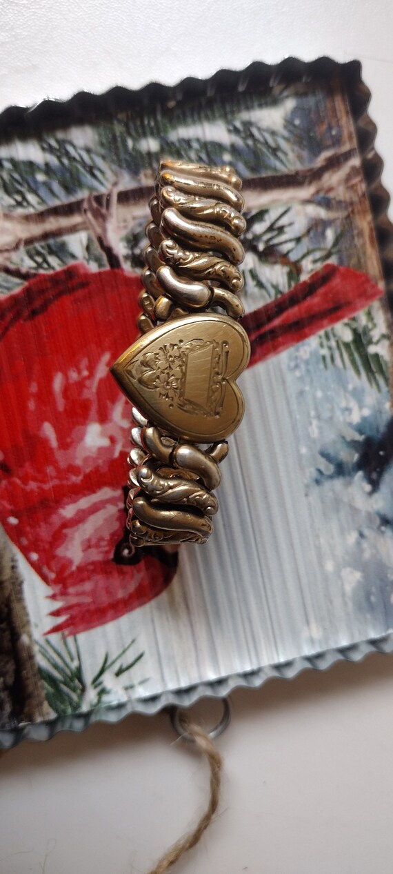 Antique Gold filled sweetheart expansion bracelet… - image 4