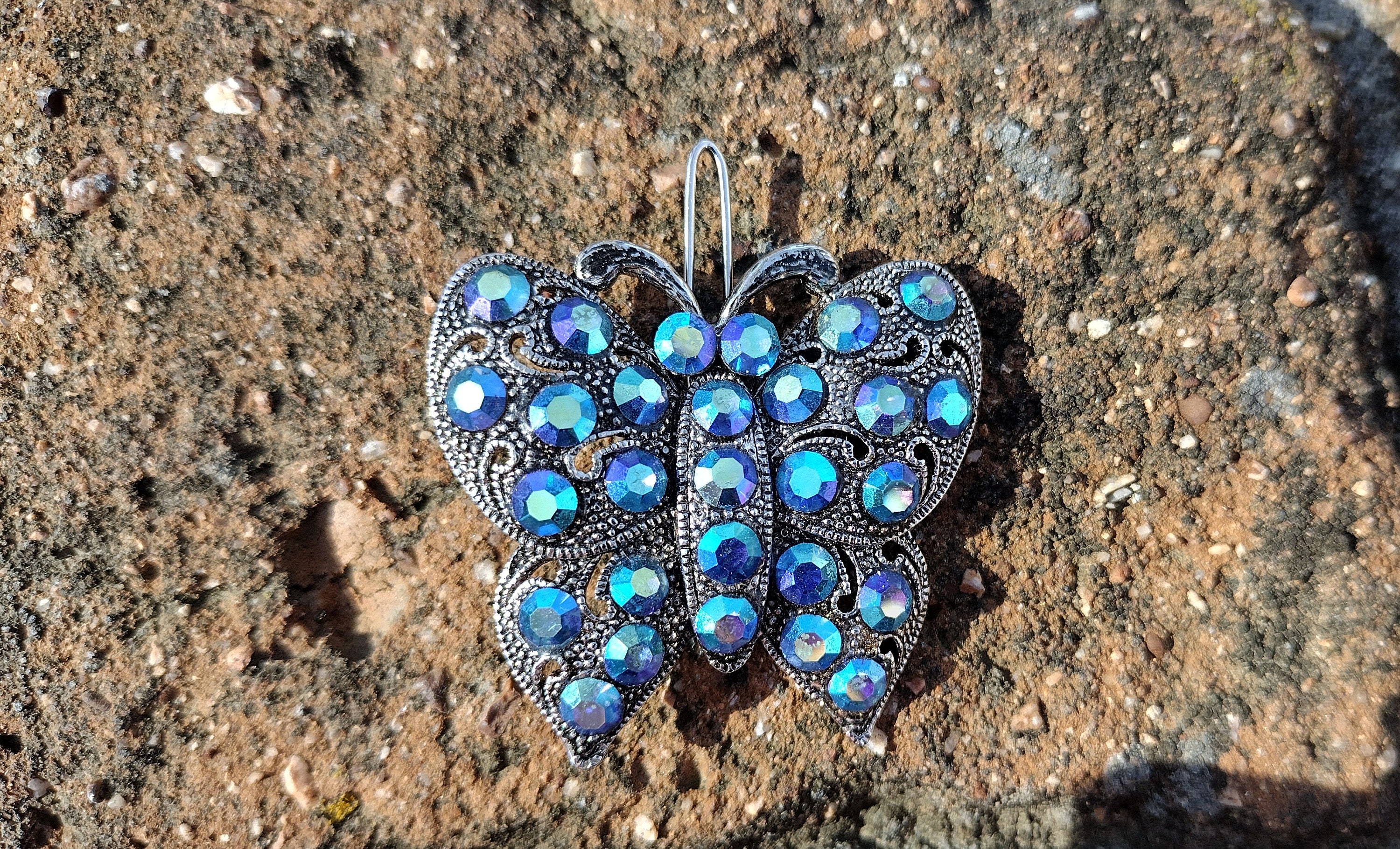 Vtg Rhinestone Figural Hair Clips Bee Butterfly Dragonfly Set Of 3 Vintage Rhinestone Butterfly Hair Clip | Colorful Crystal  main image 2
