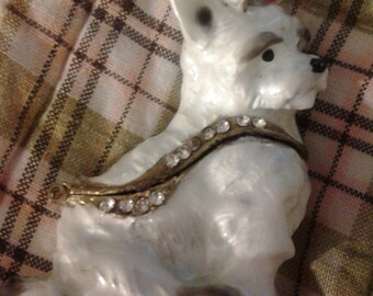 Westie Dog Decorative Jewelry Trinket Box with Hinged Lid Enamel Jeweled Crystal 