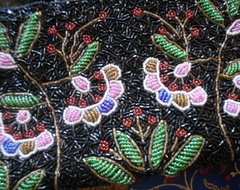 Heavily Beaded Floral Bag  Mint c.1990s