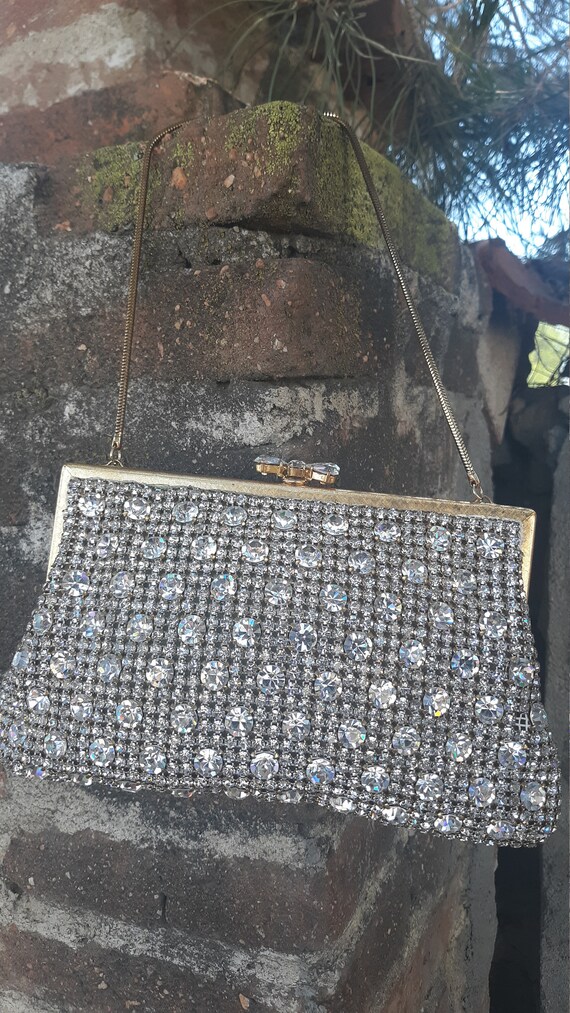 Antique Solid rhinestone handbag, Walborg West Ge… - image 8