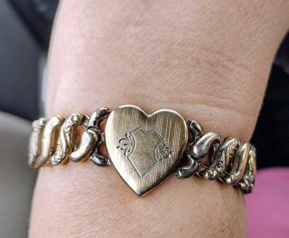 Antique gold filled sweetheart expansion bracelet… - image 1