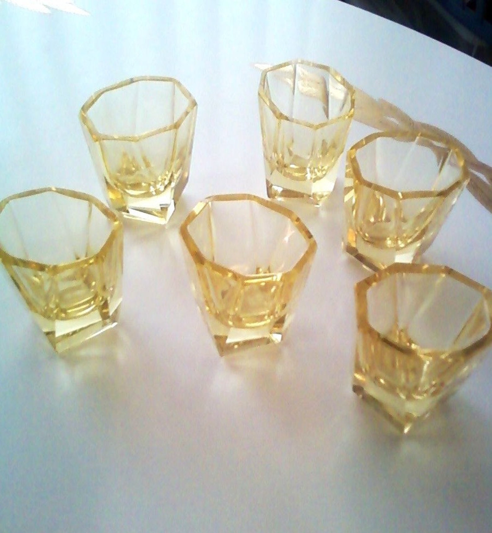 Antique Yellow Crystal Shot Glasses Set of 6 Etsy